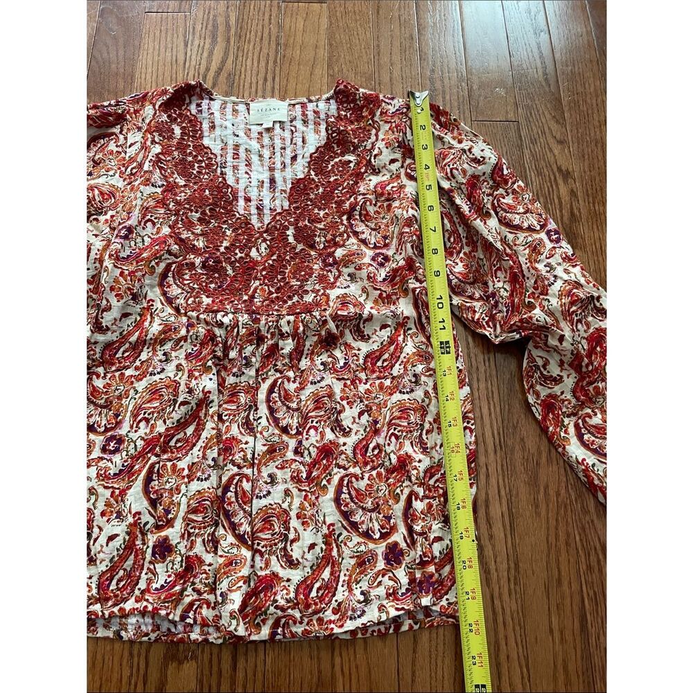 Sezane Orange Paisley Print Long Sleeve Blouse Women’s Sz 34/XS-2 - Picture 4 of 9